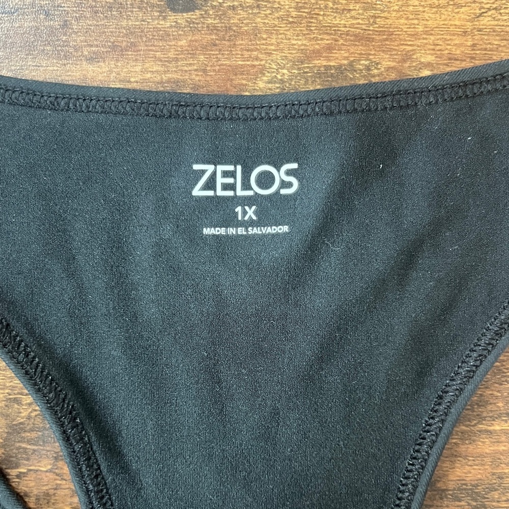 NWT-ZELOS Women's Classic Black Sports Bra. 1X - Picture 2 of 5